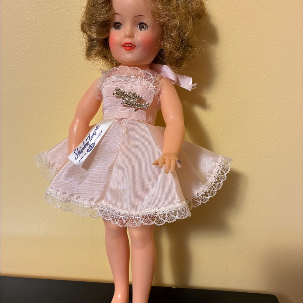 Vintage Shirley Temple Ideal Toy Doll 1050s 12” Pink Dress shoes pin purse